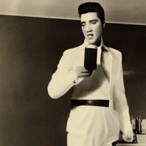 Image similar to Elvis recording his first tiktok video