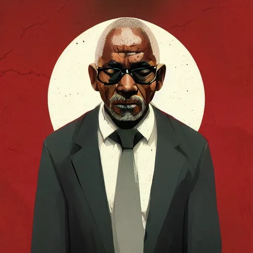 Image similar to old black man face, flat background, greg rutkowski gta san andreas art