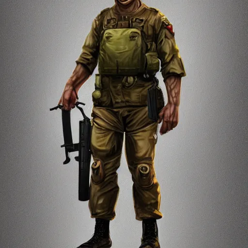 Prompt: full body of a humanoid german shepherd beast - man in military style, highly detailed portrait, digital painting, artstation, concept art, smooth, sharp foccus ilustration, artstation hq