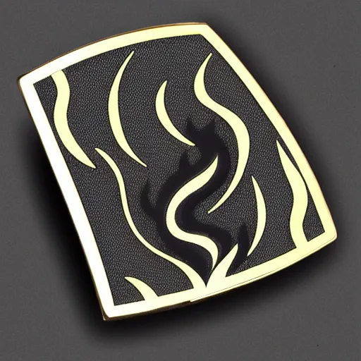 Image similar to a diamond enamel pin depicting a minimalistic clean illustration fire flames warning label, smooth curves