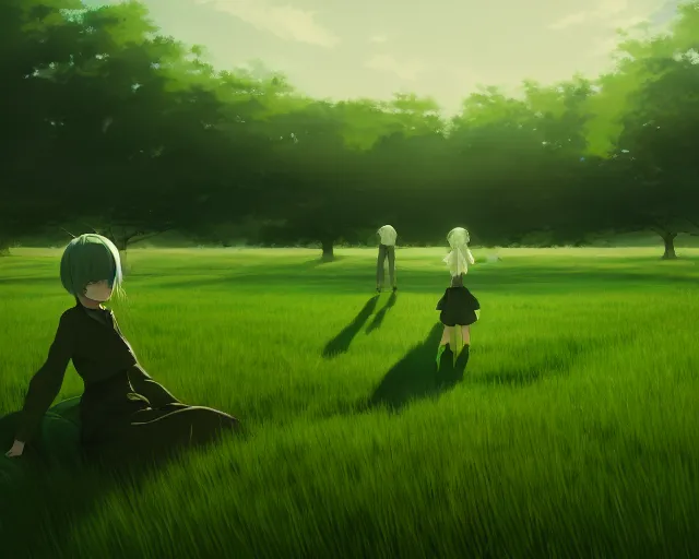 Prompt: a green field, official media, illustrated by wlop, extremely detailed, 8 k, trending on pixiv, cinematic lighting, beautiful
