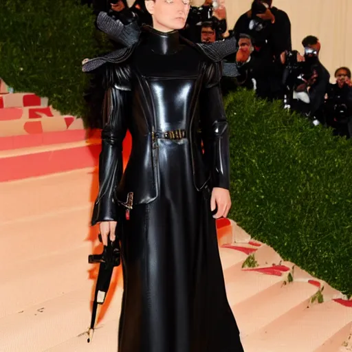 Image similar to photo of joan of arc at the met gala