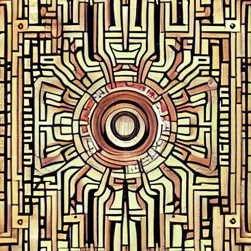 Prompt: pattern created by frank lloyd wright and giger