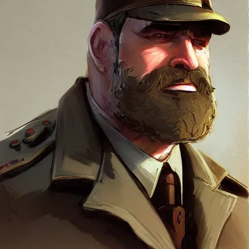 Image similar to portrait of aleksandr gelyevich dugin inteam fortress 2 style, epic, tragic, military art, fantasy, dieselpunk, hd shot, digital portrait, beautiful, artstation, comic style, by artgerm, guy denning, jakub rozalski, magali villeneuve and charlie bowater