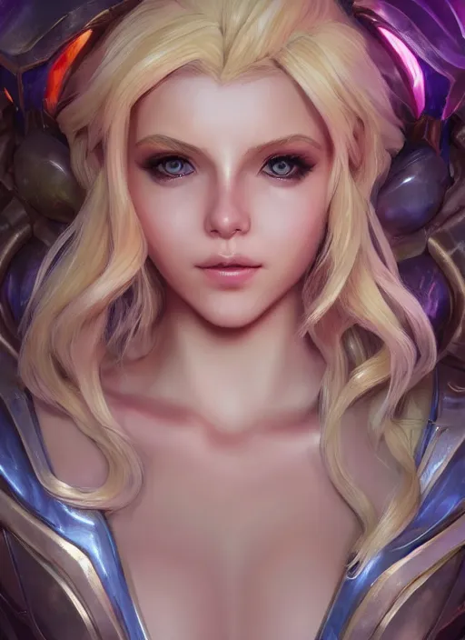 Image similar to lux, from league of legends, au naturel, hyper detailed, blondie, digital art, trending in artstation, cinematic lighting, studio quality, smooth render, fluorescent skin, unreal engine 5 rendered, octane rendered, art style by klimt and nixeu and ian sprigger and wlop and krenz cushart