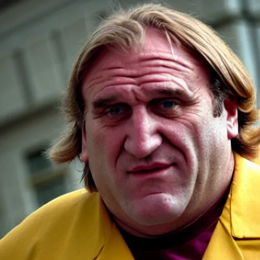 Prompt: Gérard Depardieu as Wario, yellow overall, yellow cap