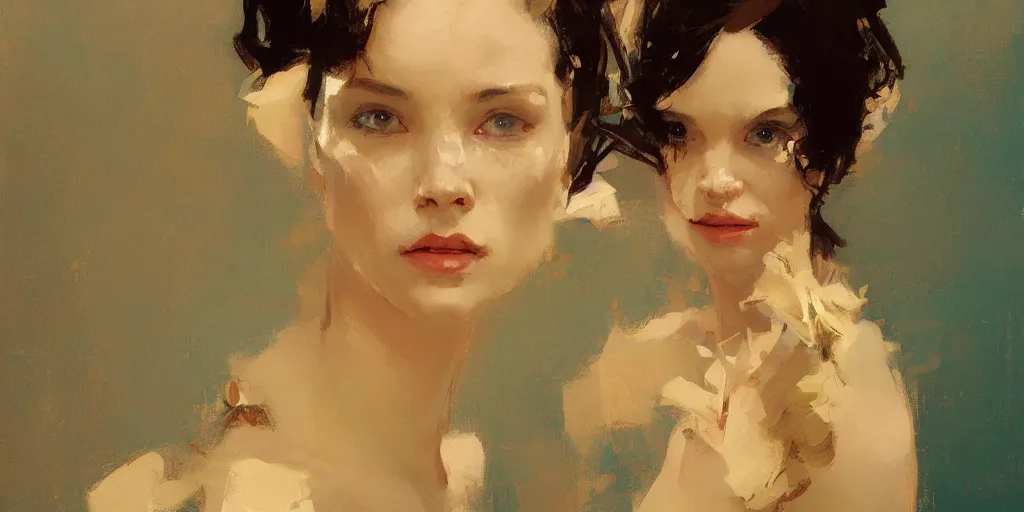 Image similar to portrait of a beautiful woman, intricate, elegant, highly detailed, greg manchess, mucha, liepke, ruan jia, jeffrey catherine jones, ridley scott