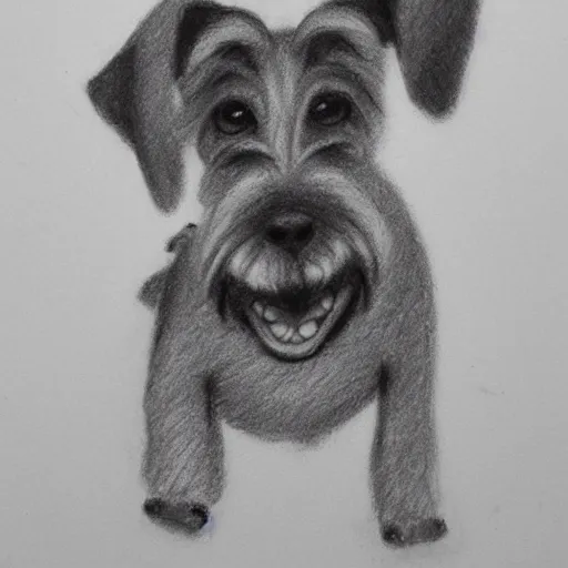 Image similar to milt kahl pencil sketch of happy mini schnauzer