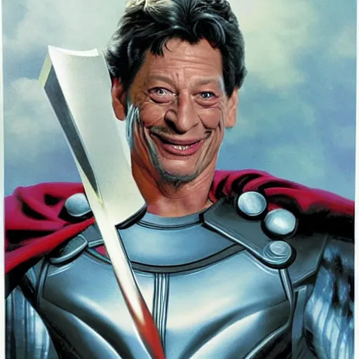 Prompt: jim varney as thor, painted by alex ross