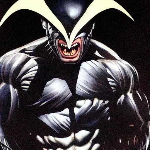 Image similar to wolverine venom symbiote, alex ross art