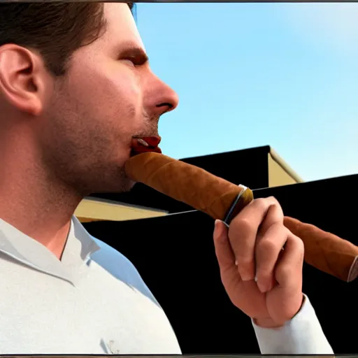 Prompt: unreal engine 5 of a man smoking a cigar