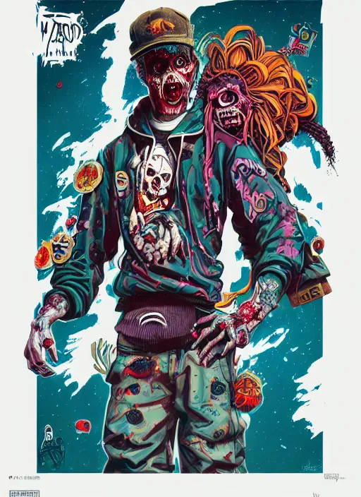 Image similar to zombie dreads full body hiphop streetwear drip, tristan eaton, victo ngai, artgerm, rhads, ross draws