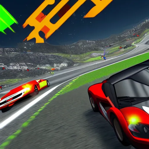 Prompt: racing game screenshot