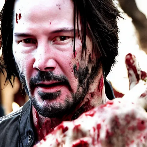 Image similar to Keanu reeves as a zombie 4K detail