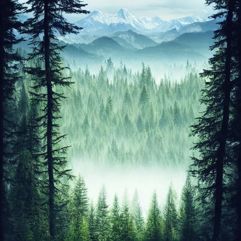 Image similar to beautiful forest, mountains in the distance, daytime, 3 5 mm photography, highly detailed, 8 k, artgerm, sharp focus, cgsociety