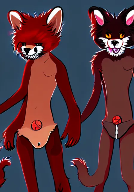 Image similar to furry - male - red - black - weasel - necromancer - fursona uhd ue 5 visual novel pc game expressions