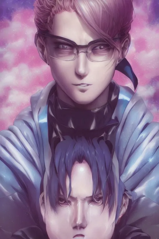 Image similar to portrait of an anime manga guy with psychic powers, straight on portrait, by artgerm, james jean, tom bagshaw, gerald brom, vaporwave colors, lofi colors, vaporwave, lofi, goth vibe, 4 k, smooth, hd, substance designer render, full body character concept art, symmetrical, perfect face, detailed face,