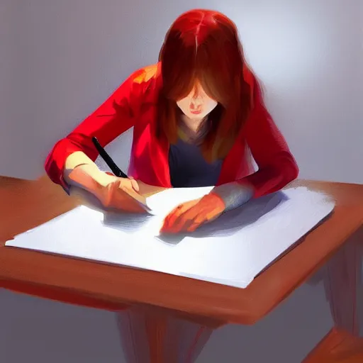 Image similar to red pen on the table, digital painting, ultradetailed, artstation, oil painting, ultradetailed, artstation