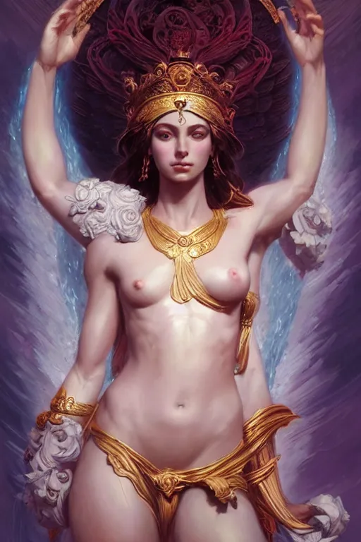 Prompt: goddess of love and peace, accurate anatomy, only two hands, highly detailed, digital painting, artstation, concept art, smooth, sharp focus, illustration, Unreal Engine 5, 8K, art by artgerm and greg rutkowski and edgar maxence