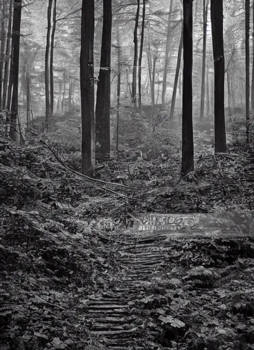 Prompt: old lost footage in black and white of a sanatorium in a beautiful forest overgrown and burning,hyper realistic 8K HD real life photo