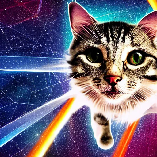 Image similar to the seventeen dimensional cat swings its tail through the quantum fields comprising our reality