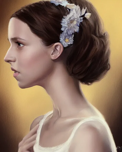 a painting of alicia vikander or millie bobby brown in, Stable Diffusion