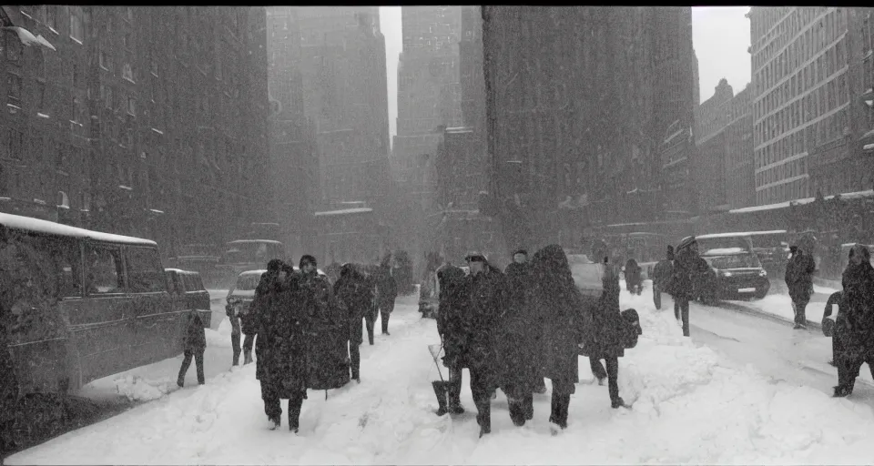 Image similar to image of a new york street in the winter, black and white photograph by andre kertesz, henri cartier - bresson