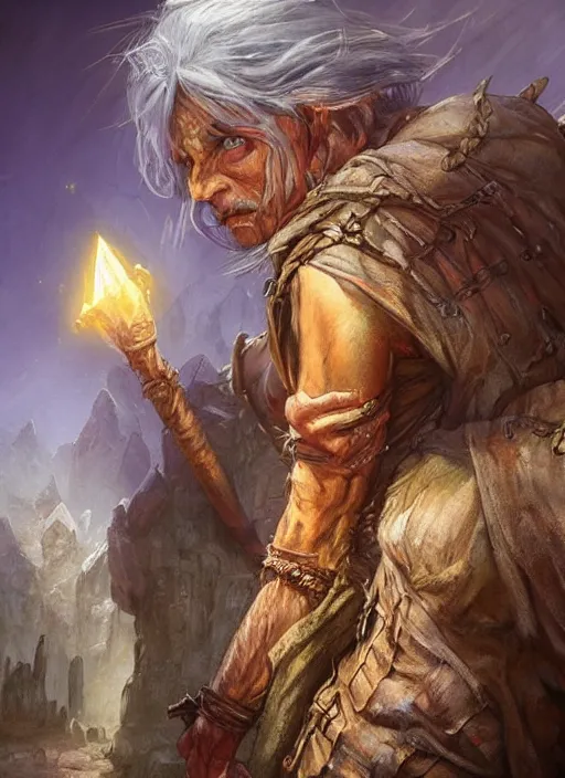 Image similar to poor dirty ugly beggar, ultra detailed fantasy, dndbeyond, bright, colourful, realistic, dnd character portrait, full body, pathfinder, pinterest, art by ralph horsley, dnd, rpg, lotr game design fanart by concept art, behance hd, artstation, deviantart, hdr render in unreal engine 5