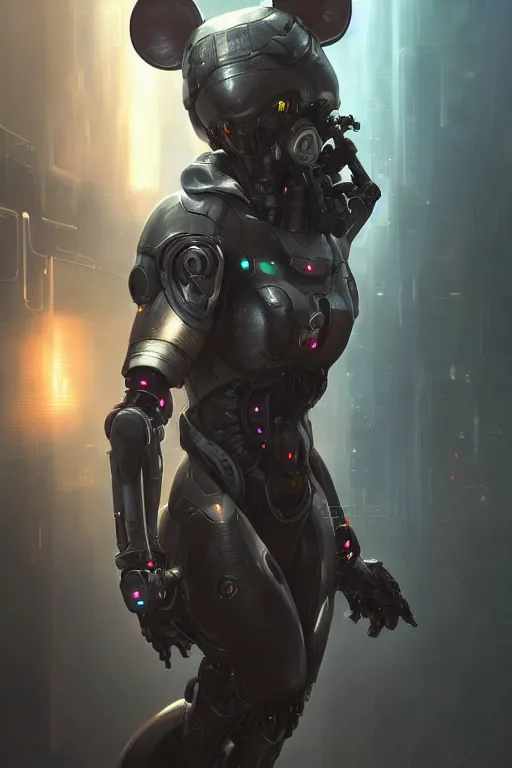 Prompt: Ultra realistic illustration of a mouse in a mech suit, cyberpunk, sci-fi, fantasy, intricate, elegant, highly detailed, digital painting, artstation, concept art, smooth, sharp focus, illustration, art by artgerm and greg rutkowski and alphonse mucha