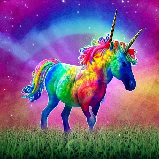 Image similar to a tye - die unicorn with wings eating in a field of marijuana, wildlife photography, 8 k, highly detailed