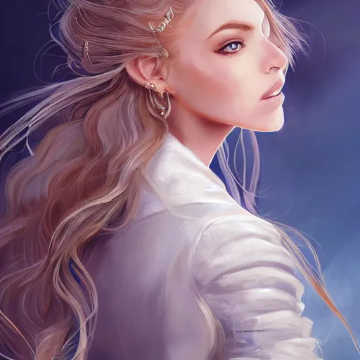 Image similar to A portrait of an attractive young female wind angel, beautiful long windy hair, wearing tumultus clouds, intricate, highly detailed, elegant, digital painting, trending on artstation