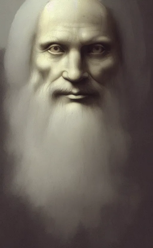 Prompt: a beautiful artwork illustration, concept art sketch of a portrait of leonardo da vinci, volumetric fog, godrays, high contrast, high contrast, high contrast, vibrant colors, vivid colors, high saturation, by Greg Rutkowski and Jesper Ejsing and Raymond Swanland, featured on artstation, wide angle, vertical orientation