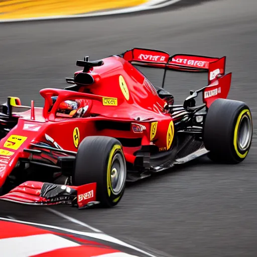 Image similar to live action photo of the 2021 F1 Scuderia Ferrari, 8K, sports photography