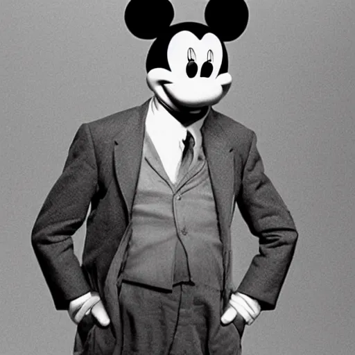 Prompt: george lucas. mickey mouse ears. slave chains, sad, morose