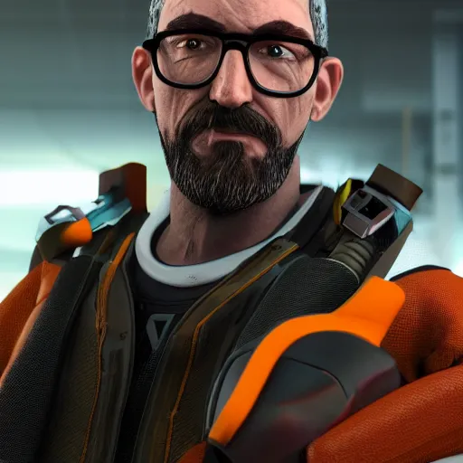 Image similar to Gordon Freeman, octane render, 4k