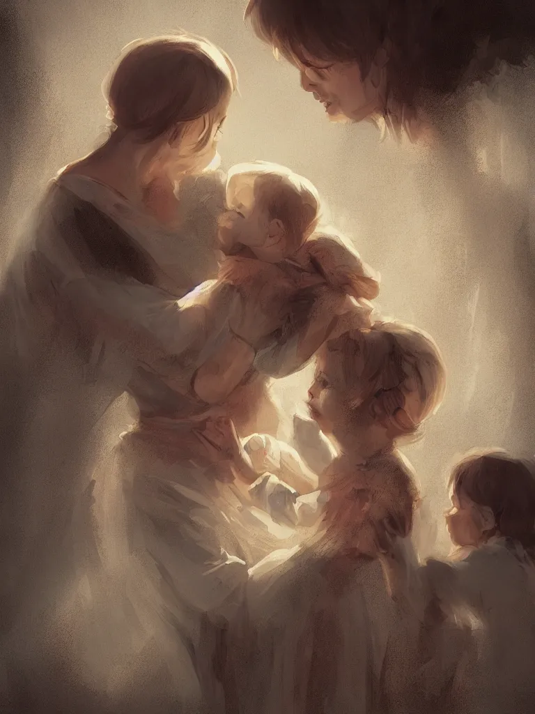 Image similar to a mother's love, by disney concept artists, blunt borders, rule of thirds, beautiful light