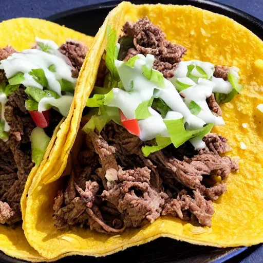Prompt: a taco slathered with just beef grease
