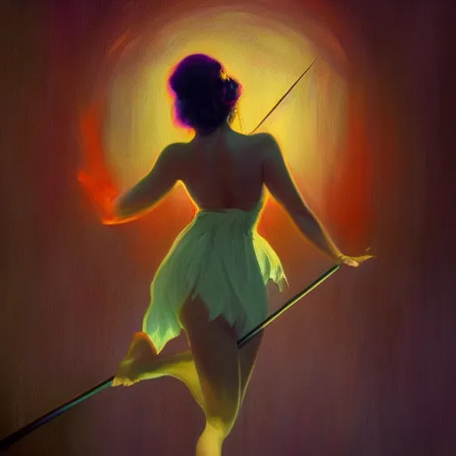 Prompt: A beautiful pole dancing fairie, cinematic lighting, soft bokeh, fantasy, modern, colourful, highly detailed, digital painting, artstation, deviantart, concept art, sharp focus, illustration, by Edward Hopper and Rene Magritte and Alphonse Mucha