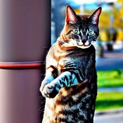 Image similar to Wow, the tongue of this cat is really stickinig to the lamp post! Poor thing, it's so cold. It's long tongue must be freezing.