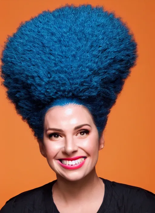 Prompt: Real life Marge Simpson, headshot, studio lighting