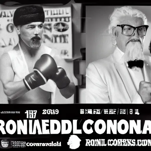 Image similar to boxing match colonel sanders vs ronald maconald