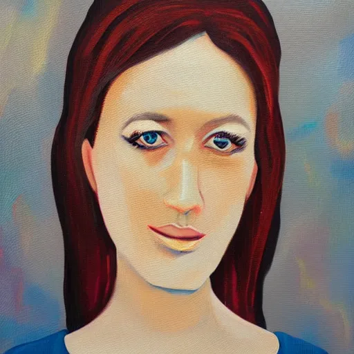 Prompt: female portrait, acrylic on canvas