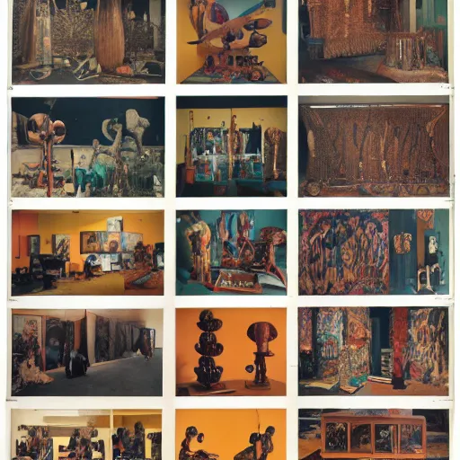 Image similar to A large format color offset photography of objects on display, anthropology of wonder, exotic artifacts, bauhaus, colonial expedition, exhibition, 60s style