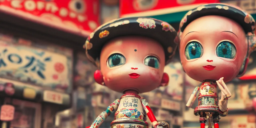 Image similar to closeup portrait of tin toy retro tokyo corner store, depth of field, zeiss lens, detailed, centered, photoshoot, by nicoletta ceccoli, mark ryden, lostfish, breathtaking, 8 k resolution, extremely detailed, beautiful, establishing shot, artistic, hyperrealistic, octane render, - h 8 0 4