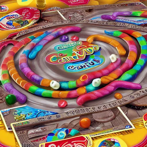 Image similar to candy Land board game by h.r. Giger, product photo, colorful, detailed, 4k