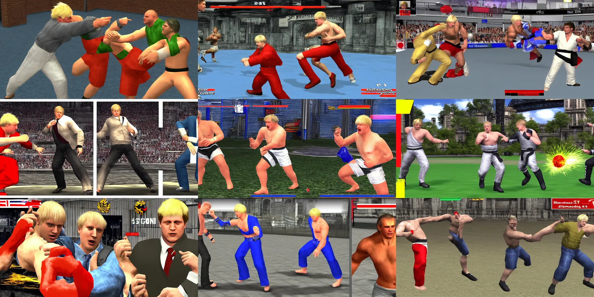 Prompt: boris johnson vs keir starmer in tekken 3, retro 3 d graphics, game screenshot