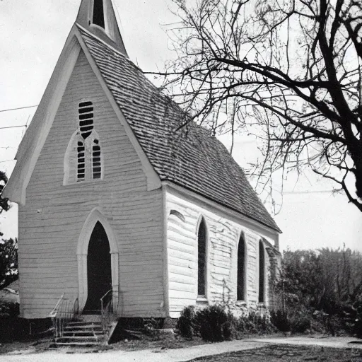 Image similar to A photograph of an old New England church, circa 1960