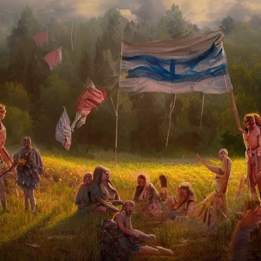 Image similar to midsommar alternate stories : the apocalypse, oil painting, ultradetailed, artstation, ultradetailed, digital painting, ultradetailed