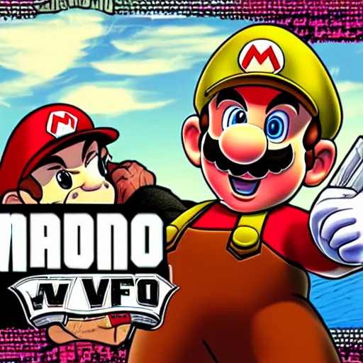 Image similar to mario as a gta v cover