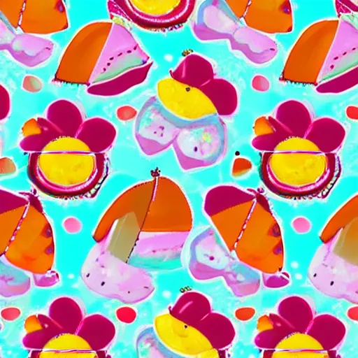 Prompt: cute summer digital art, pattern iphone background